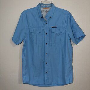 Field and Stream Button Down Shirt Mens Short Sleeve Blue Size Medium Fishing